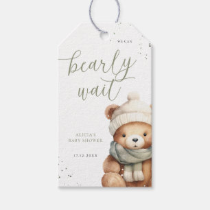 We Can Bearly Wait Sage Baby Shower Gift Tag