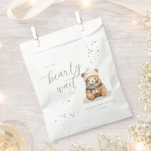We Can Bearly Wait Sage Baby Shower Gift Tag Favour Bags