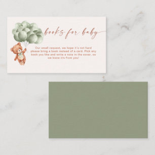 We Can Bearly Wait Sage Green Books For Baby Enclosure Card