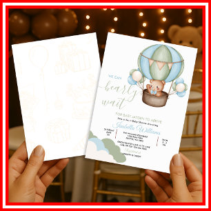 We Can Bearly Wait SAGE Green Invitation