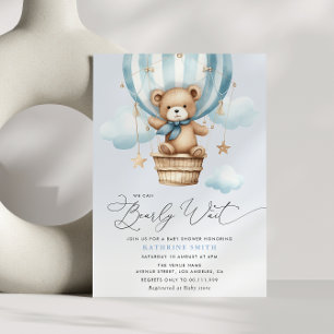 We Can Bearly Wait Script Baby  Invitation