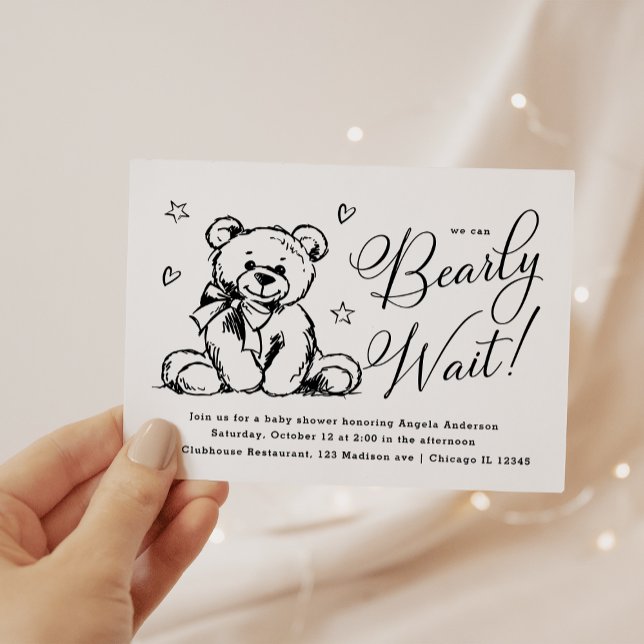 We Can Bearly Wait | Simple Baby Shower  Invitation (Creator Uploaded)