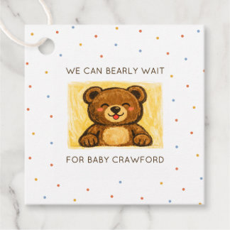 We Can Bearly Wait! Simple Hand Drawn Baby Shower Favour Tags