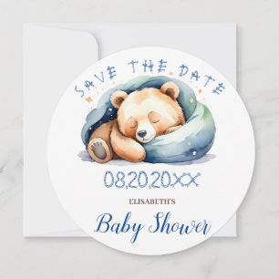We Can Bearly Wait Sleeping Teddy Bear Baby Shower Save The Date