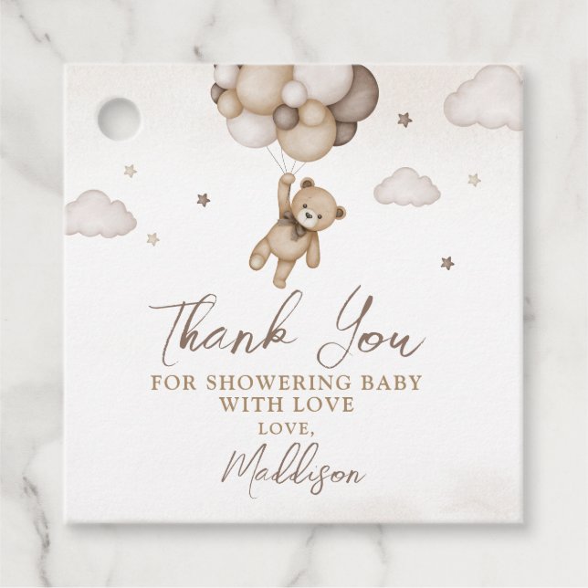 We Can Bearly Wait Square Favour Tag (Front)