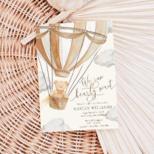 We Can Bearly Wait Tan Baby Shower Invitation