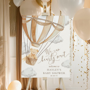 We Can Bearly Wait Tan Baby Shower Poster