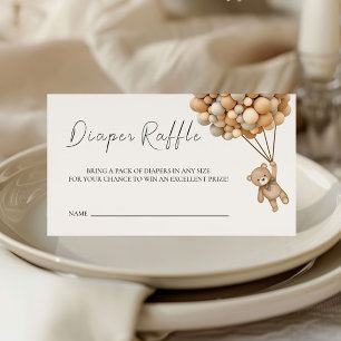 We Can Bearly Wait Teddy Balloon Raffle Ticket Enclosure Card