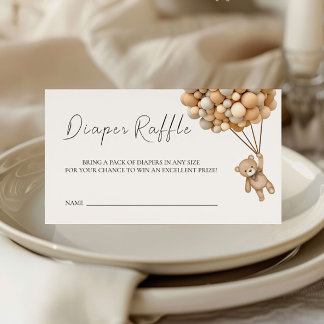 We Can Bearly Wait Teddy Balloon Raffle Ticket Enclosure Card