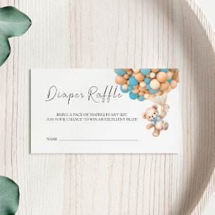 We Can Bearly Wait Teddy Balloon Raffle Ticket Enclosure Card