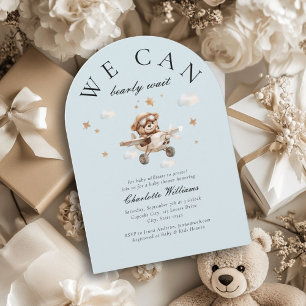 We Can Bearly Wait! Teddy Bear & Aeroplane Invitation