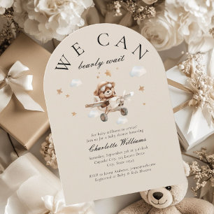 We Can Bearly Wait! Teddy Bear & Aeroplane  Invitation