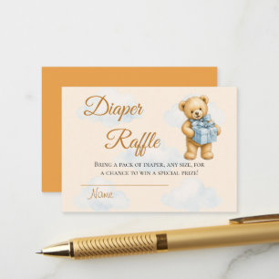 We Can Bearly Wait Teddy Bear Baby Boy Shower Enclosure Card