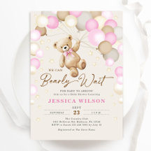 We Can Bearly Wait Teddy Bear Baby Girl Shower