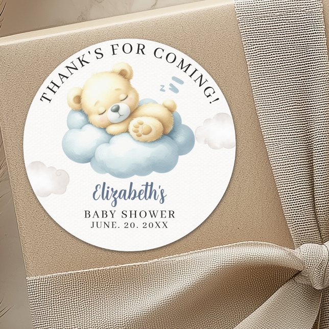 We can Bearly wait - Teddy Bear Baby Shower Boy Classic Round Sticker (Creator Uploaded)