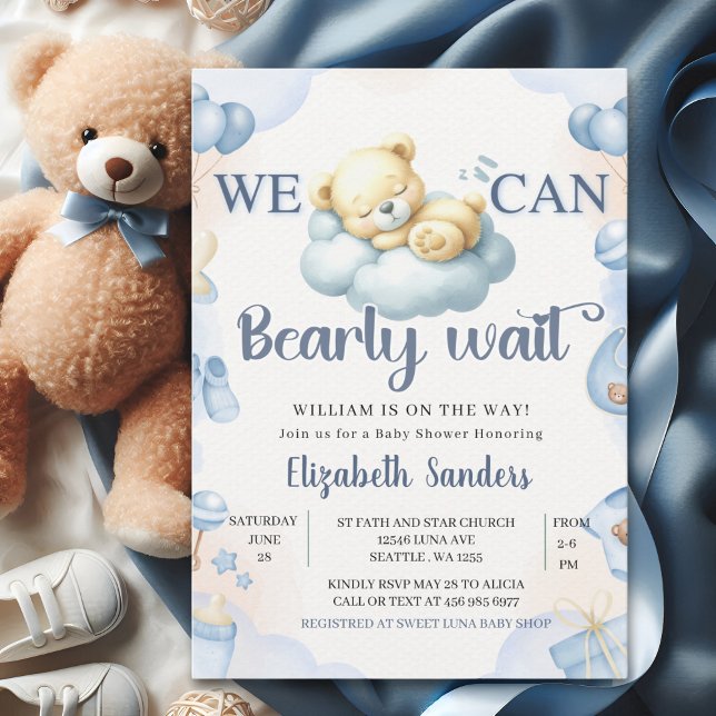 We can Bearly wait - Teddy Bear Baby Shower Boy Invitation (Creator Uploaded)