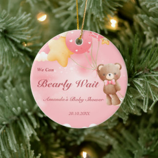 We Can Bearly Wait! Teddy Bear Baby Shower Ceramic Tree Decoration