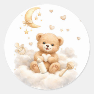 We can Bearly Wait Teddy Bear Baby Shower Classic Round Sticker
