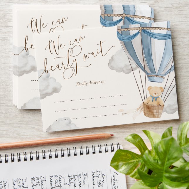 We Can Bearly Wait Teddy Bear Baby Shower Envelope (Stacked)