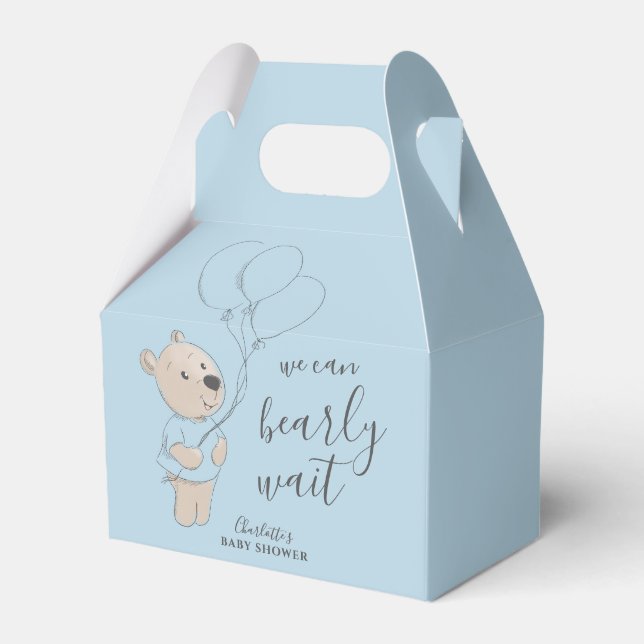 We Can Bearly Wait | Teddy Bear Baby Shower Favour Box (Front Side)