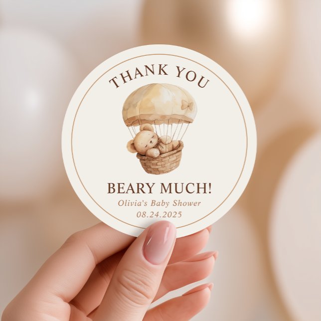 We Can Bearly Wait Teddy Bear Baby Shower Favour Classic Round Sticker (Creator Uploaded)