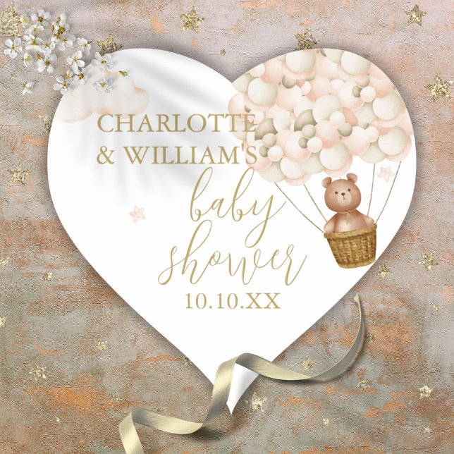 We Can Bearly Wait Teddy Bear Baby Shower Heart St Sticker (We Can Bearly Wait Teddy Bear Baby Shower Heart St Heart Sticker)