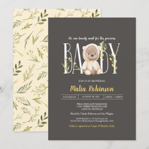 We Can Bearly Wait! Teddy Bear Baby Shower  Invita Invitation
