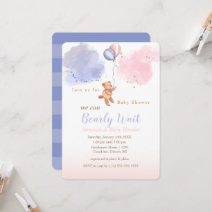 We Can Bearly Wait Teddy Bear Baby Shower Invitation