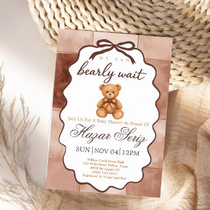 We Can Bearly Wait Teddy Bear Baby Shower Invitation