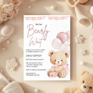 We Can Bearly Wait Teddy Bear Baby Shower Invitation