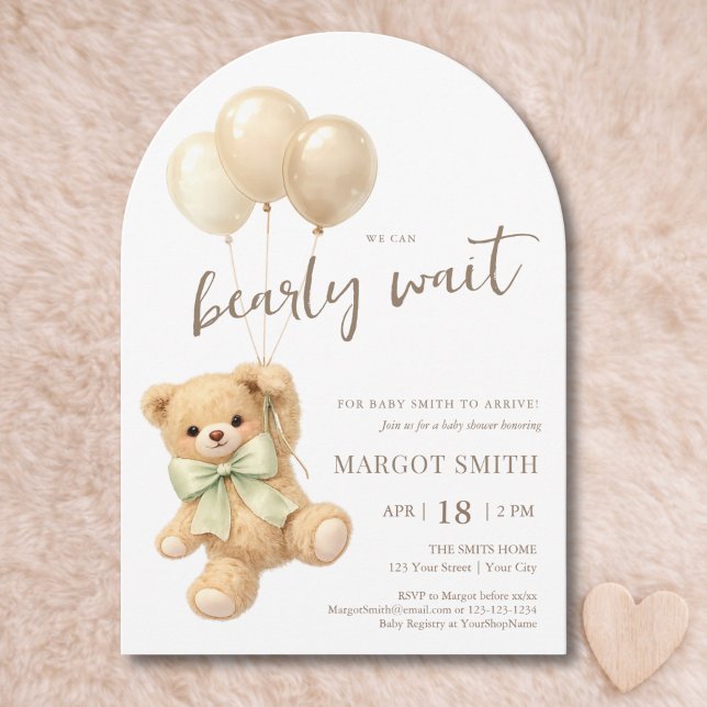 We Can Bearly Wait Teddy Bear Baby Shower Invitation (Creator Uploaded)