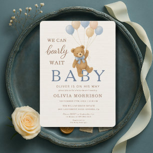 We Can Bearly Wait Teddy Bear Baby Shower Invitation