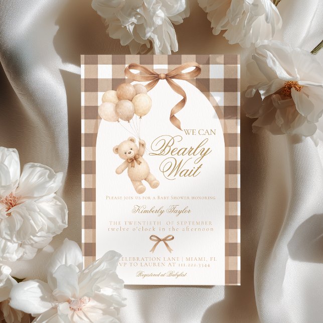 We Can Bearly Wait Teddy Bear Baby Shower Invitation (Creator Uploaded)