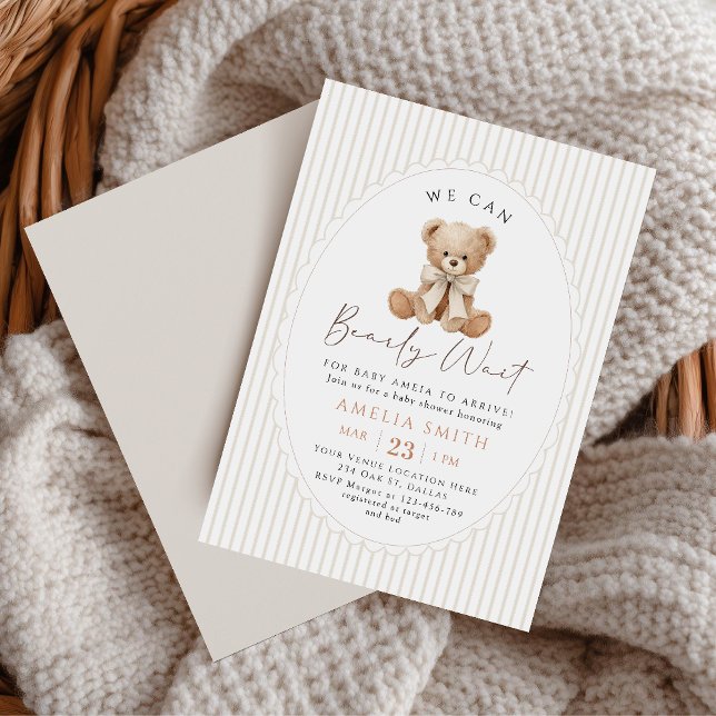 We Can Bearly Wait Teddy Bear Baby Shower Invitation (Creator Uploaded)