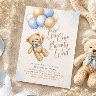 We Can Bearly Wait Teddy Bear Baby Shower Invitation