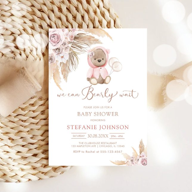 We Can Bearly Wait Teddy Bear Baby Shower  Invitation (Creator Uploaded)
