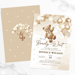 We Can Bearly Wait Teddy Bear Baby Shower Invitation