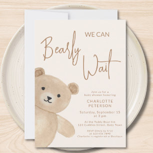 We Can Bearly Wait Teddy Bear Baby Shower Invitation