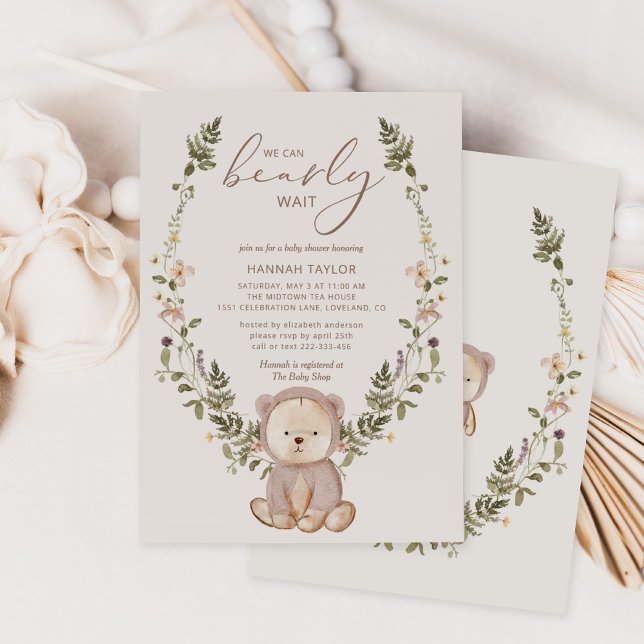 We Can Bearly Wait Teddy Bear Baby Shower Invitation (Creator Uploaded)