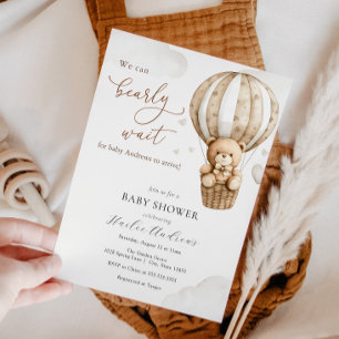 We Can Bearly Wait Teddy Bear Baby Shower Invitation