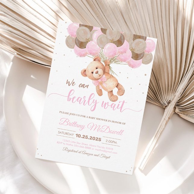 We Can Bearly Wait Teddy Bear Baby Shower Invitation (Creator Uploaded)