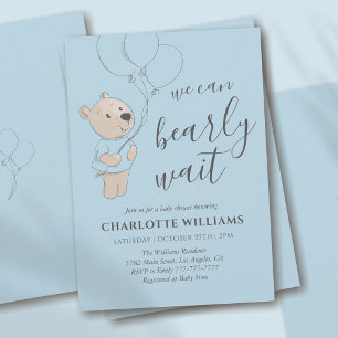 We Can Bearly Wait Teddy Bear Baby Shower Invitation