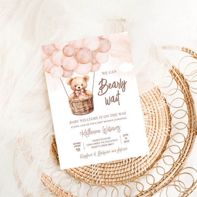 We Can Bearly Wait Teddy Bear Baby Shower Invitation (Creator Uploaded)