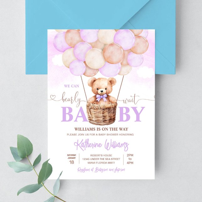 We Can Bearly Wait Teddy Bear Baby Shower Invitation (Creator Uploaded)
