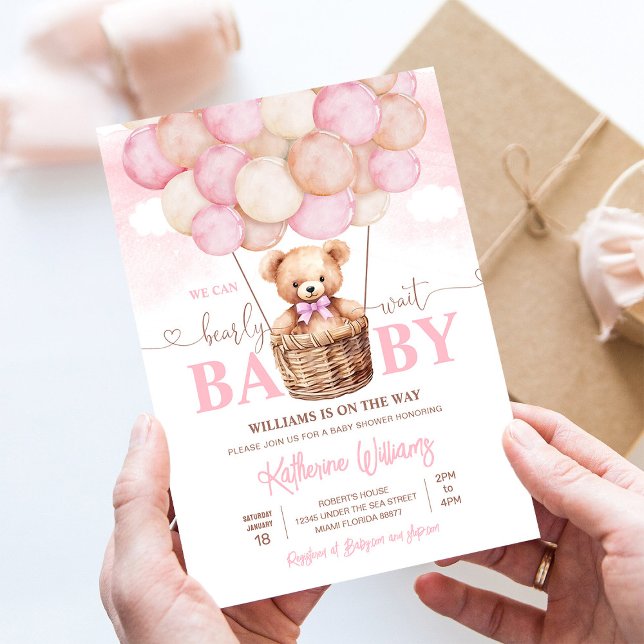 We Can Bearly Wait Teddy Bear Baby Shower Invitation (Creator Uploaded)