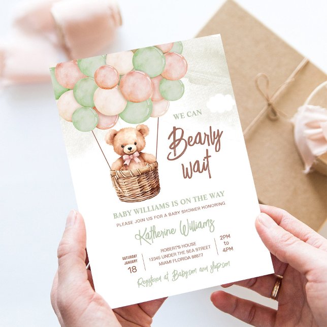 We Can Bearly Wait Teddy Bear Baby Shower Invitation (Creator Uploaded)
