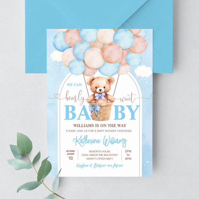 We Can Bearly Wait Teddy Bear Baby Shower Invitation (Creator Uploaded)