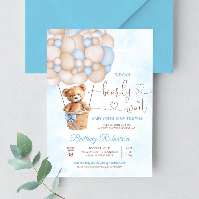 We Can Bearly Wait Teddy Bear Baby Shower Invitation (Creator Uploaded)