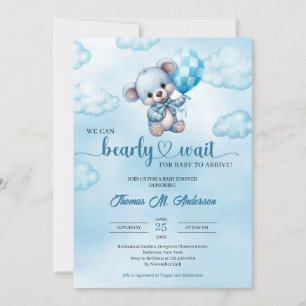 We can bearly wait teddy bear Baby Shower Invitation