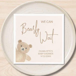 We Can Bearly Wait Teddy Bear Baby Shower Napkin